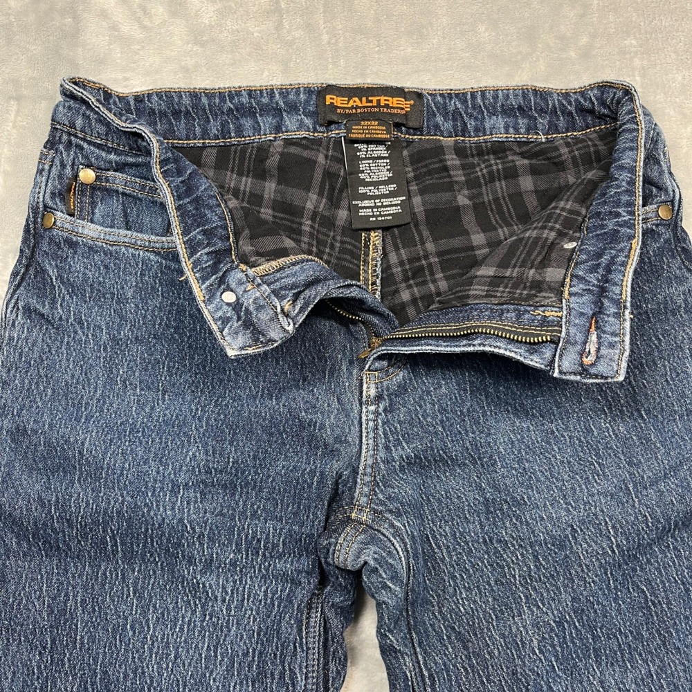 Realtree Flannel Lined Jeans Mens Blue Straight Leg Insulated Denim 32x32 - Picture 5 of 13